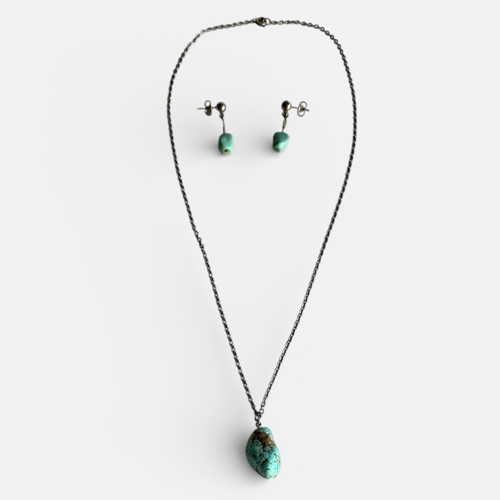 Vintage Turquoise Necklace And Earring Set